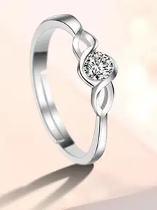 MYKI Silver-Plated CZ-Studded Finger Ring