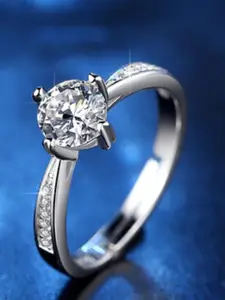 MYKI Silver-Plated CZ-Studded Finger Ring