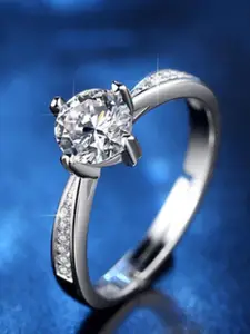 MYKI Set Of 2 Silver-Plated CZ-Studded Finger Ring