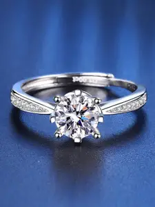 MYKI Silver-Plated Cubic Zirconia-Studded Ring