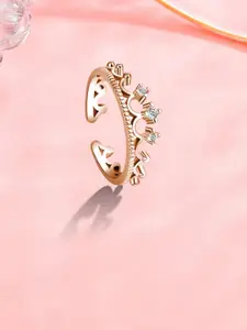 MYKI Rose Gold-Plated Cubic Zirconia-Studded Ring
