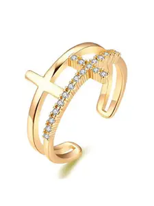 MYKI Gold-Plated Cubic Zirconia-Studded Ring