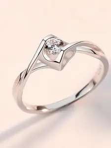 MYKI Silver-Plated Cubic Zirconia-Studded Ring