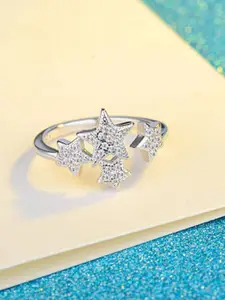 MYKI Silver-Plated Cubic Zirconia-Studded Ring
