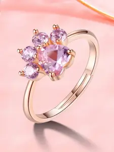 MYKI Rose Gold-Plated Cubic Zirconia-Studded Ring