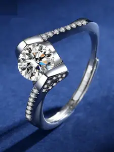 MYKI Silver-Plated Zircon Studded Finger Ring