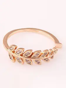 MYKI Rose Gold-Plated CZ-Studded Adjustable Ring