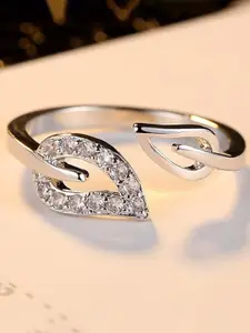 MYKI Silver-Plated CZ-Studded Adjustable Ring