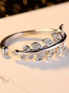 MYKI Set Of 2 Silver-Plated CZ-Studded Rings