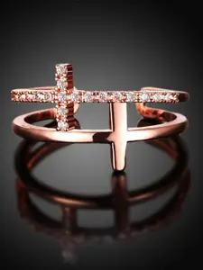 MYKI Rose Gold-Plated CZ-Studded Finger Ring