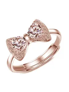 MYKI Rose Gold-Plated CZ-Studded Adjustable Finger Ring