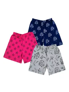 IndiWeaves Girls Pack Of 3 Conversational Printed High-Rise Shorts