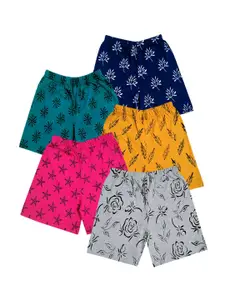 IndiWeaves Girls Pack Of 5 Printed High-Rise Shorts