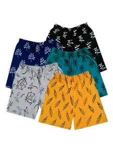 IndiWeaves Girls Pack Of 5 Printed High-Rise Cotton Shorts