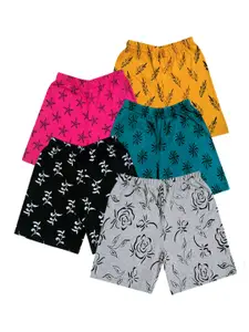 IndiWeaves Girls Pack Of 5 Conversational Printed Shorts