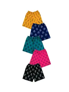 IndiWeaves Girls Pack Of 5 Conversational Printed High-Rise Shorts