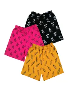 IndiWeaves Girls Pack Of 3 Conversational Printed High-Rise Shorts