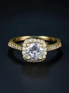 MYKI Gold-Plated Cubic Zirconia-Studded Ring