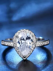 MYKI Silver-Plated CZ-Studded Finger Ring