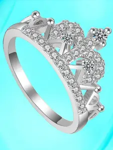 MYKI Silver-Plated CZ-Studded Finger Ring