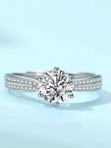 MYKI Silver-Plated Princess Design CZ-Studded Finger Ring