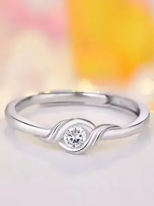 MYKI Silver-Plated CZ-Studded Adjustable Finger Ring