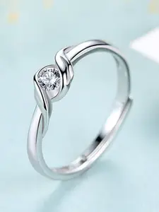 MYKI Silver-Plated Cubic Zirconia-Studded Ring