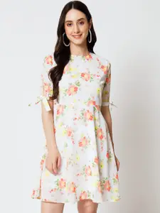 Yaadleen Floral Printed Georgette Fit & Flare Dress