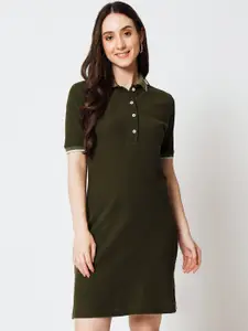 Yaadleen Shirt Collar Cotton T-shirt Dress