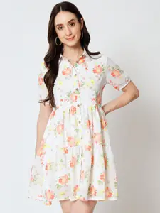 Yaadleen Floral Printed Georgette Fit & Flare Dress