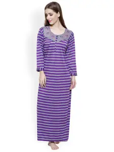 Secret Wish Purple & Grey Striped Nightdress