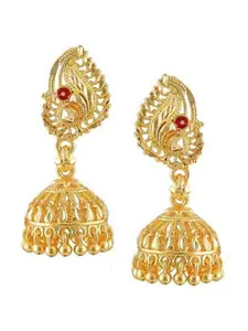 Vighnaharta Gold-Plated Dome Shaped Jhumkas Earrings