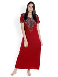 Sand Dune Red Embroidered Nightdress