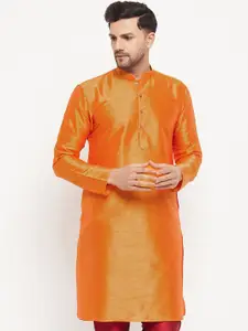 VASTRAMAY Mandarin Collar Silk Blend Straight Kurta