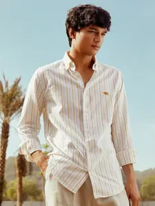 Andamen Classic Striped Seersucker Cotton Casual Shirt
