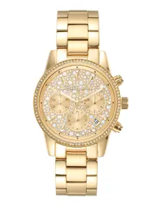 Michael Kors Women Embellished Dial & Stainless Steel Chronograph Watch MK7310