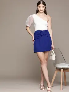 bebe Women Gathered & Pleated Detail Straight Mini Skirt