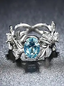 UNIVERSITY TRENDZ Silver-Plated & Crystal-Studded Finger Ring
