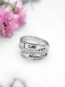 UNIVERSITY TRENDZ Women Silver-Plated Crystal Studded Finger Ring