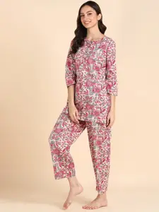 VEDANA Floral Printed Pure Cotton Night Suit