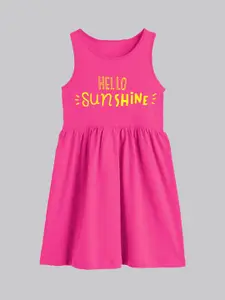 A.T.U.N. Girls Typography Printed Cotton Fit & Flare Dress