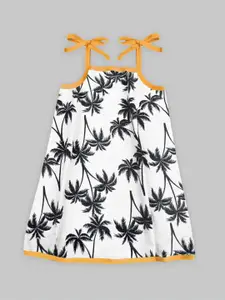 A.T.U.N. Girls Tropical Printed Tie-Up Straps A-Line Cotton Dress