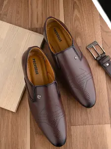Provogue Men Perforation Leather Formal Slip-On Shoes