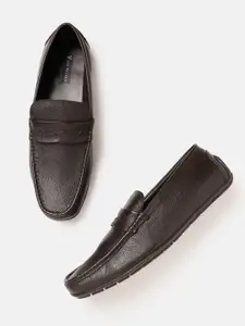 Van Heusen Men Textured Leather Driving Shoes