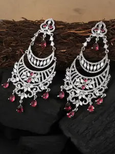Adwitiya Collection Silver-Plated Crescent Shaped Drop Earrings