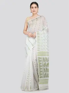 PinkLoom Woven Design Pure Cotton Jamdani Saree
