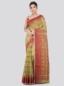 PinkLoom Woven Design Pure Cotton Jamdani Saree