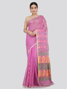 PinkLoom Woven Design Pure Cotton Jamdani Saree