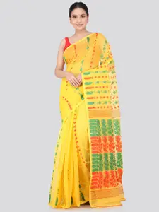 PinkLoom Ethnic Motif Woven Design Pure Cotton Jamdani Saree