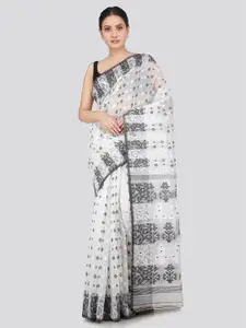 PinkLoom Floral Woven Design Pure Cotton Jamdani Saree
